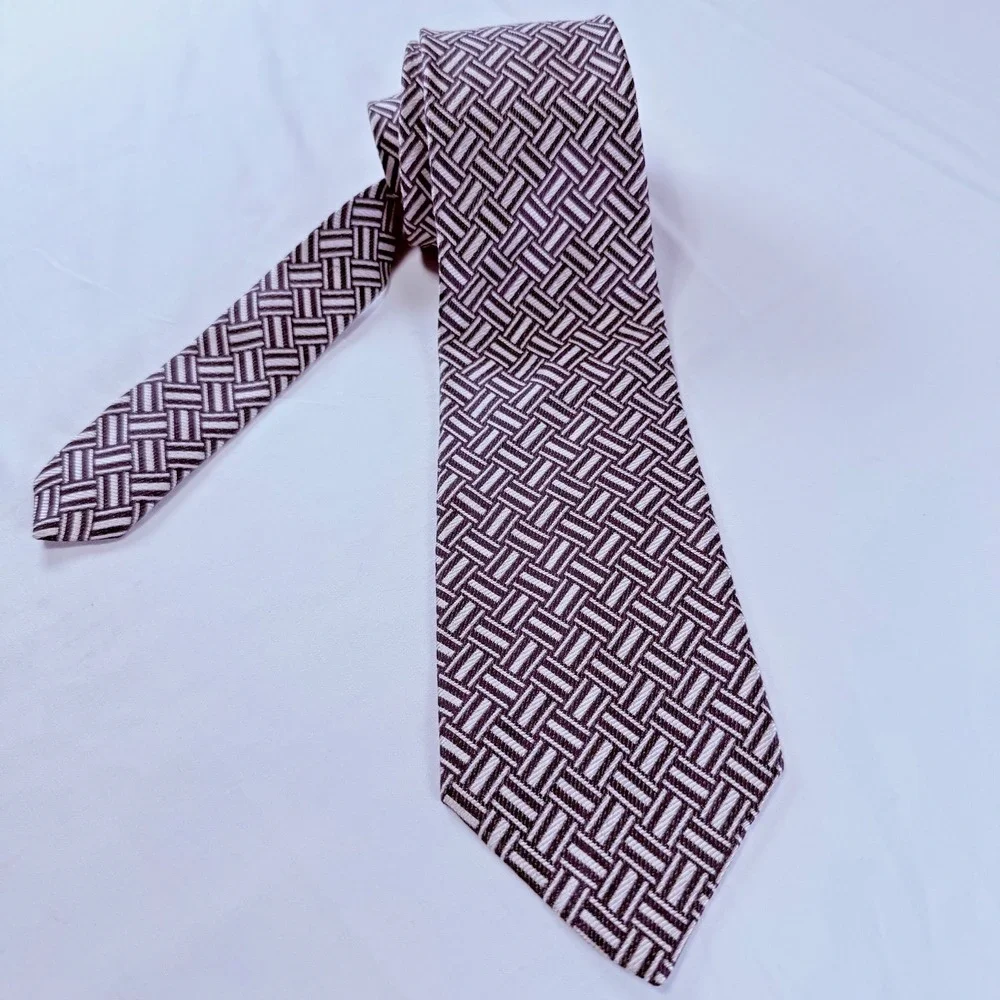 Vintage Polo Ralph Lauren 100% Silk Tie Basketweave Purple Silver Made in USA